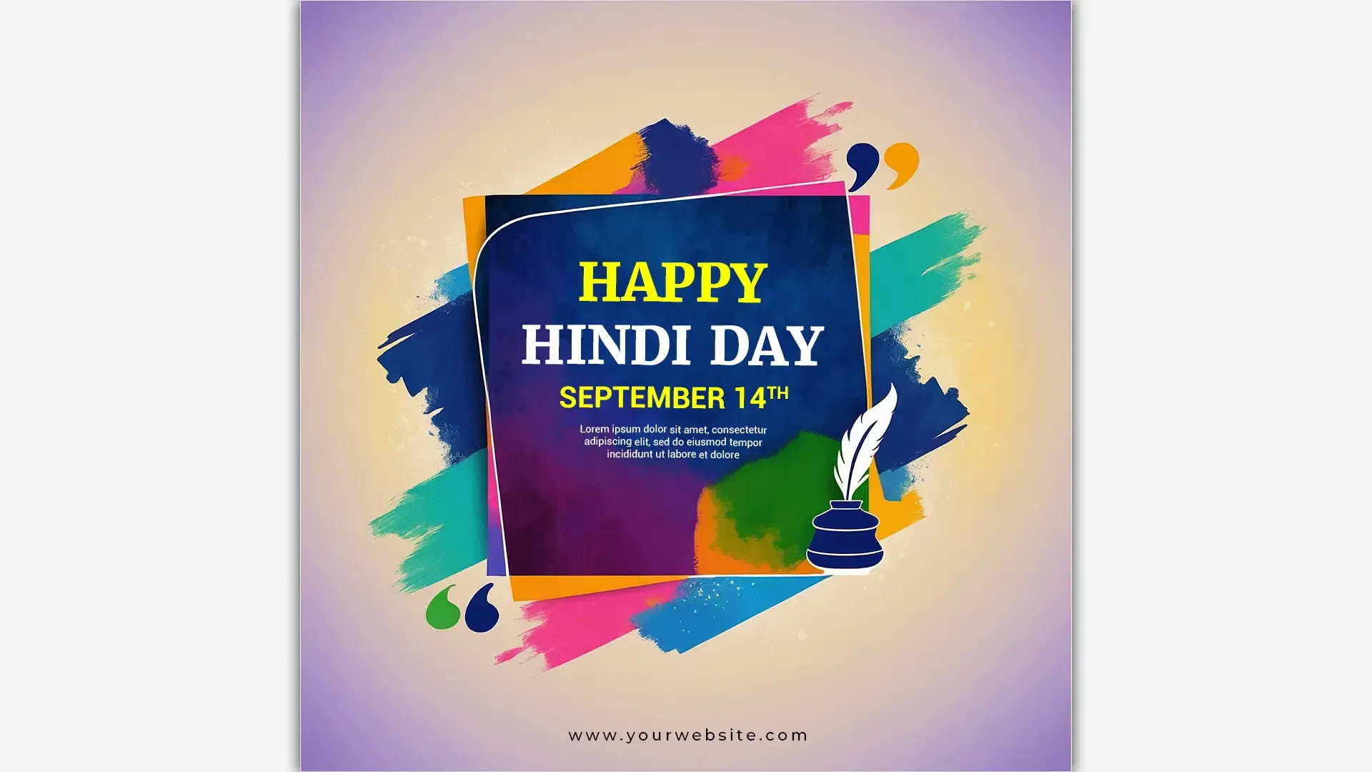 September 14th Hindi Day PSD Template for Instagram Post